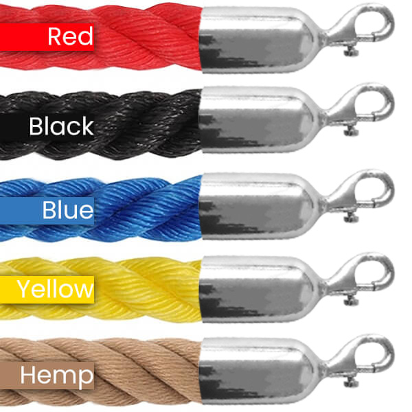 Heavy duty slide snap rope ends on all the rope colors