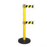 Yellow SafetyMaster 450 Retractable Belt Barrier with Twin Belts