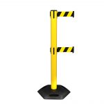 Yellow WeatherMaster 300 Retractable Belt Barrier with Twin Belts
