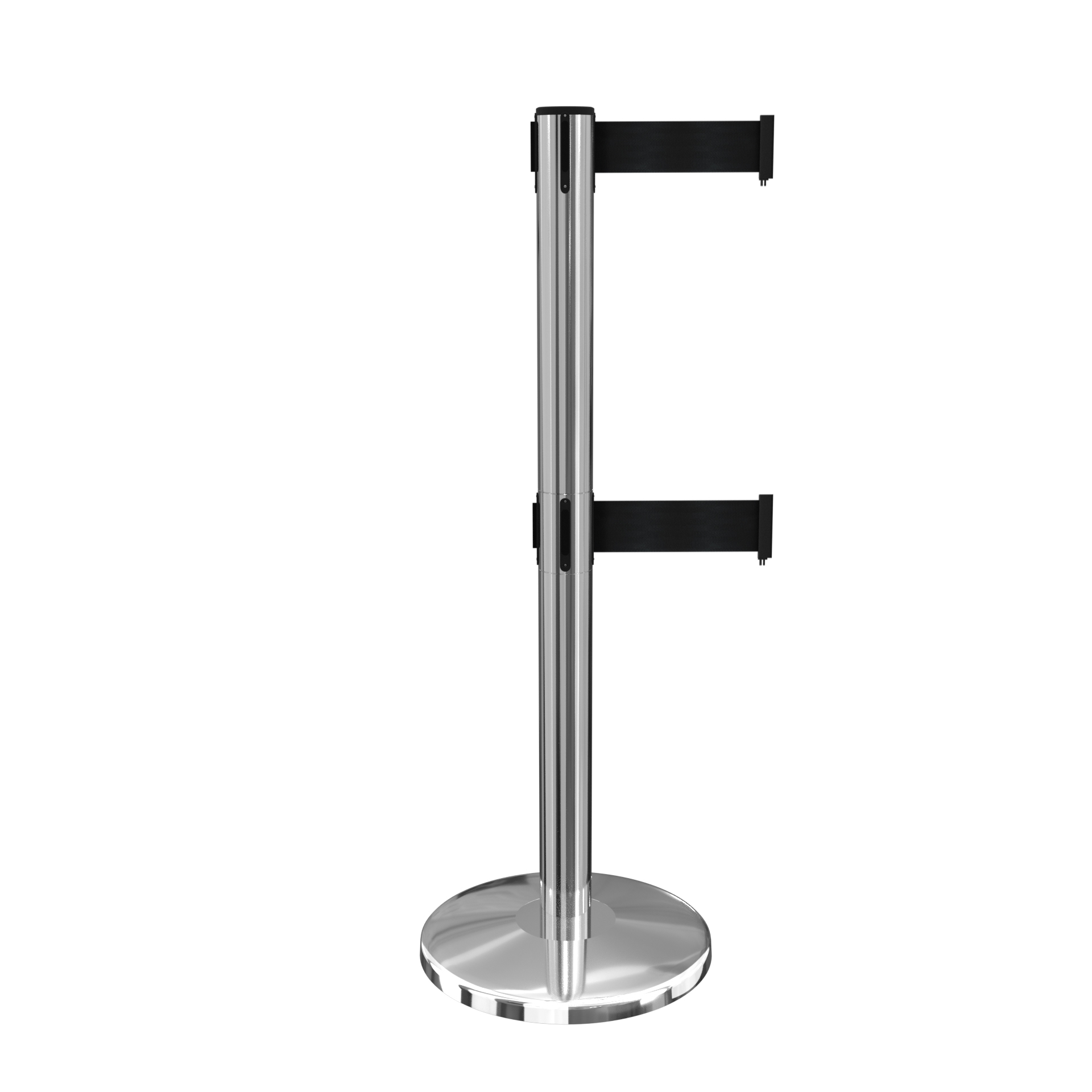 Polished Stainless Queuemaster 550 Retractable Belt Barrier with Twin Belts