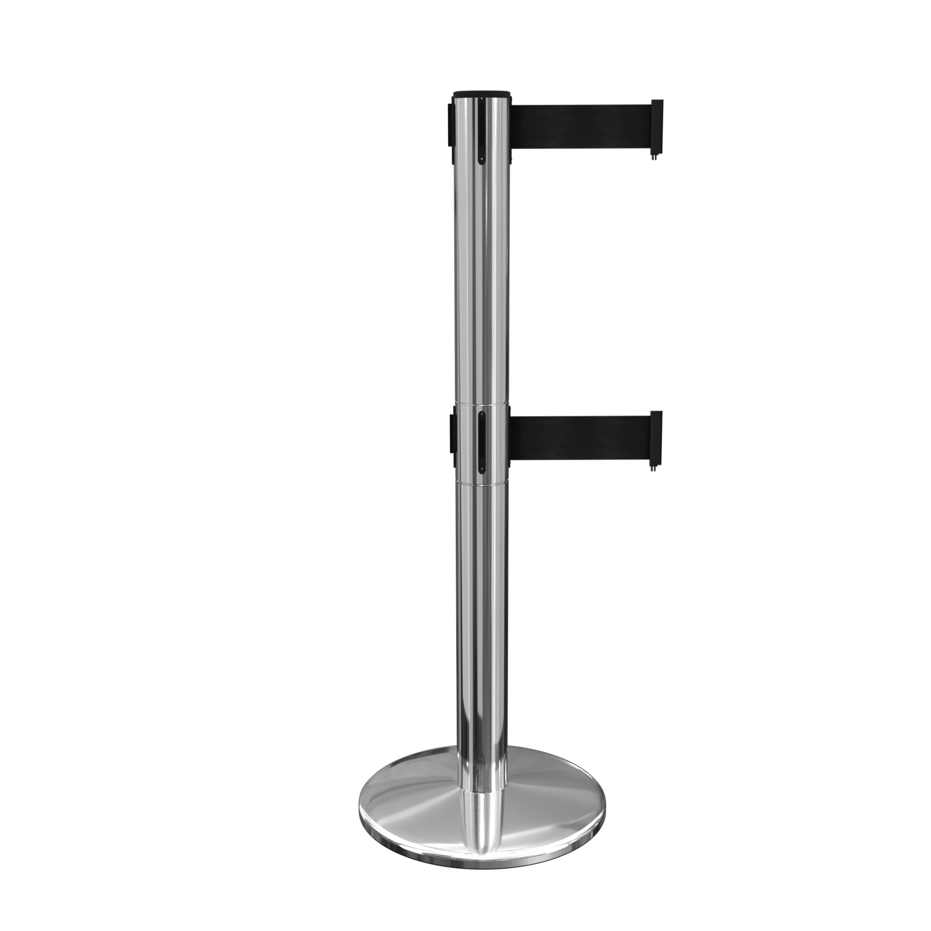 Polished Stainless QueuePro 300 Retractable Belt Barrier with Twin Belts