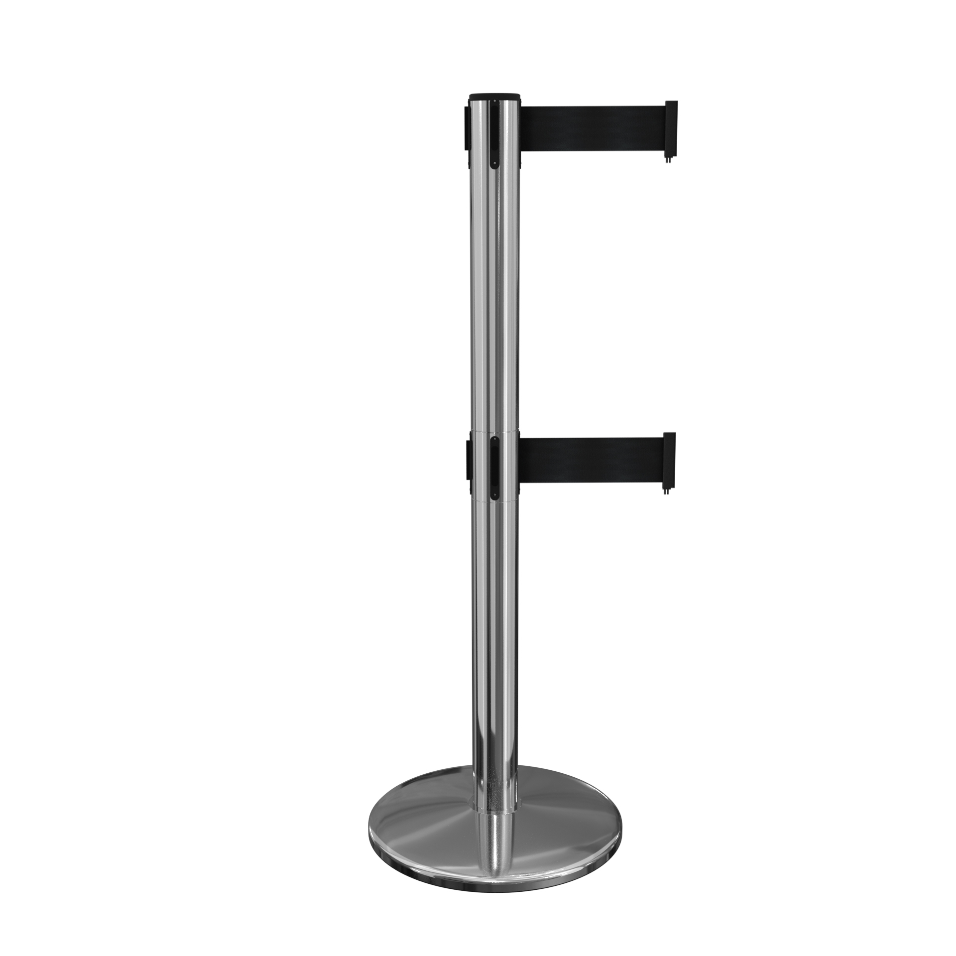 Polished Stainless QueuePro 250 Retractable Belt Barrier with Twin Belts