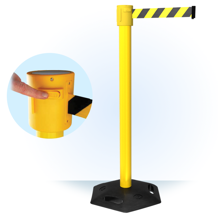 Yellow WeatherMaster 335 Retractable Belt Barrier