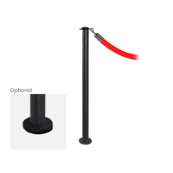 Black Fixed Elegance Classic Rope Stanchion with Flat Top