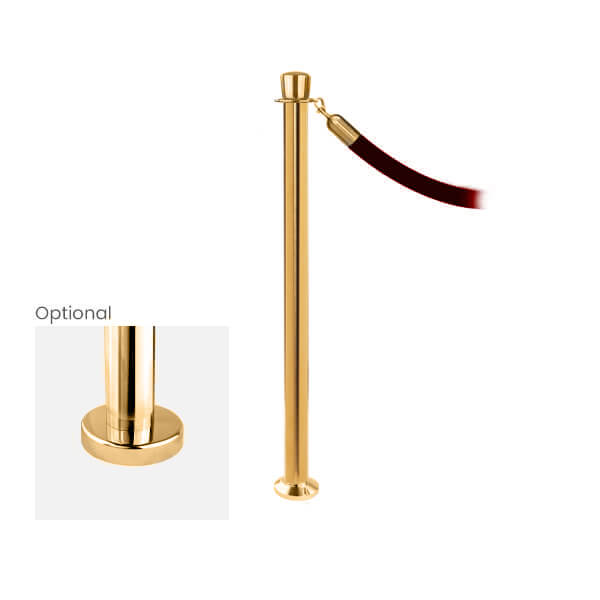 Polished Brass Fixed Elegance Classic Rope Stanchion with Crown Top