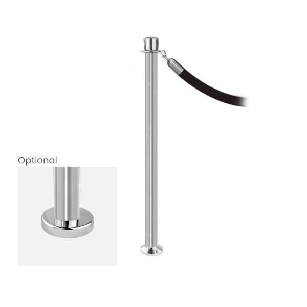 Satin Stainless Fixed Elegance Classic Rope Stanchion with Crown Top
