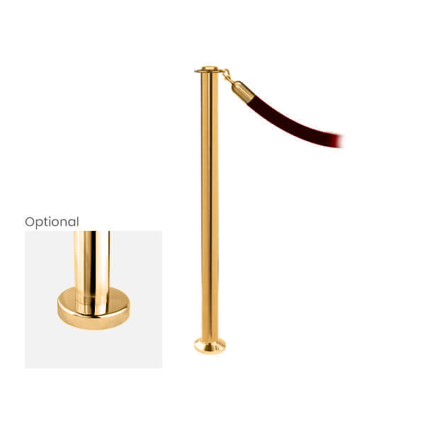 Polished Brass Fixed Elegance Classic Rope Stanchion with Flat Top