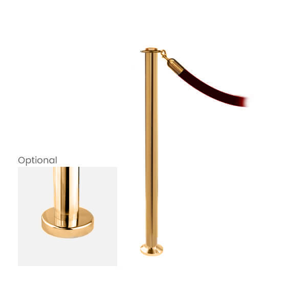 Satin Brass Fixed Elegance Classic Rope Stanchion with Flat Top