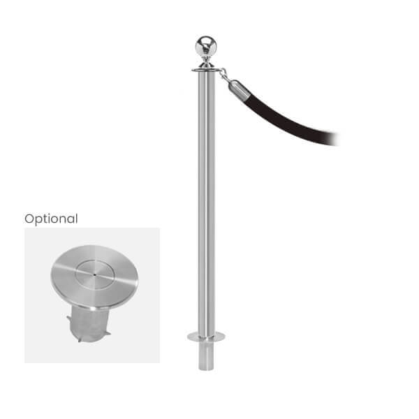 Satin Stainless Removable Elegance Classic Rope Stanchion with Ball Top