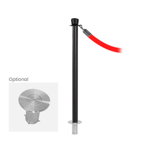 Black Removable Elegance Classic Rope Stanchion with Crown Top