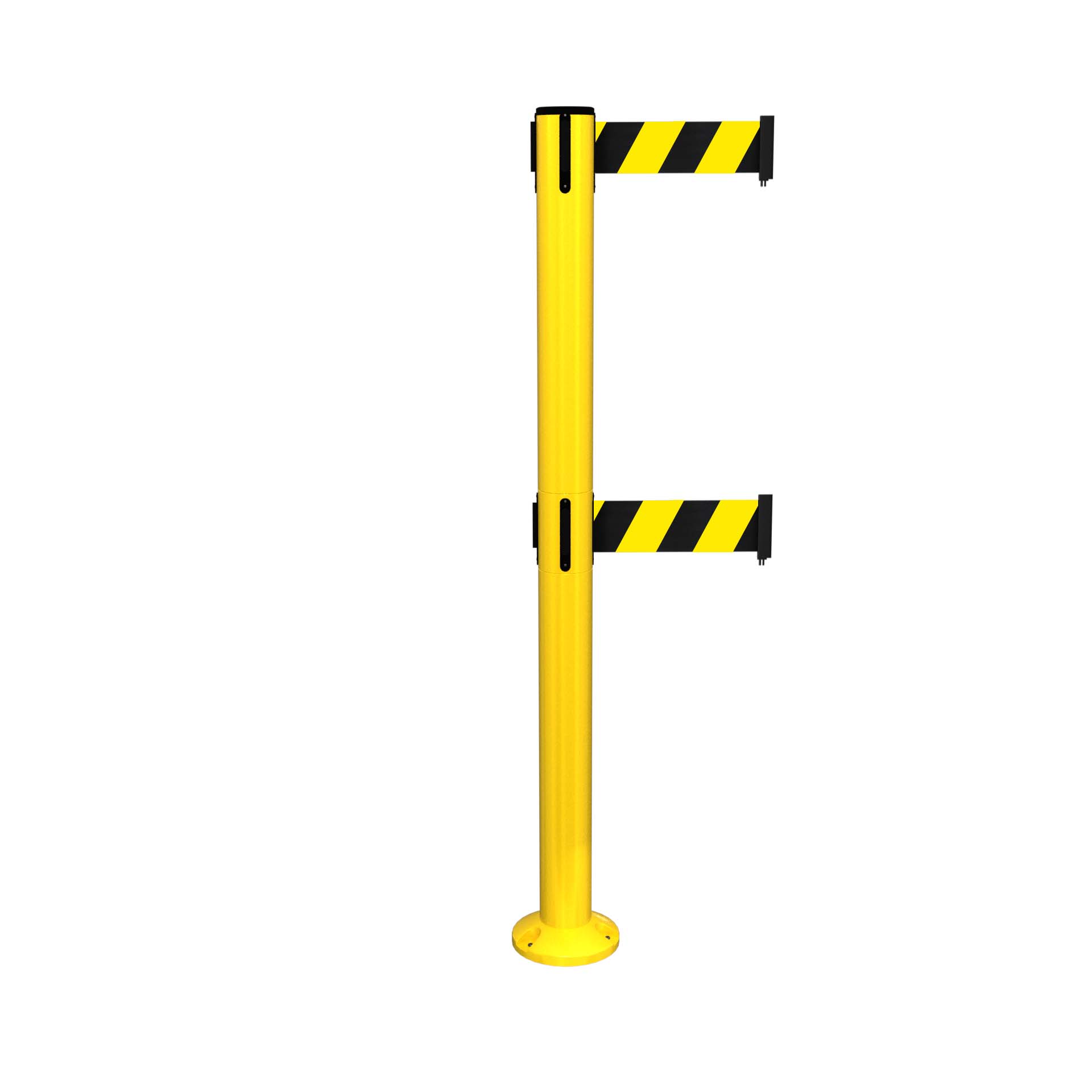 Yellow SafetyPro 250 Fixed Retractable Belt Barrier with Twin Belts
