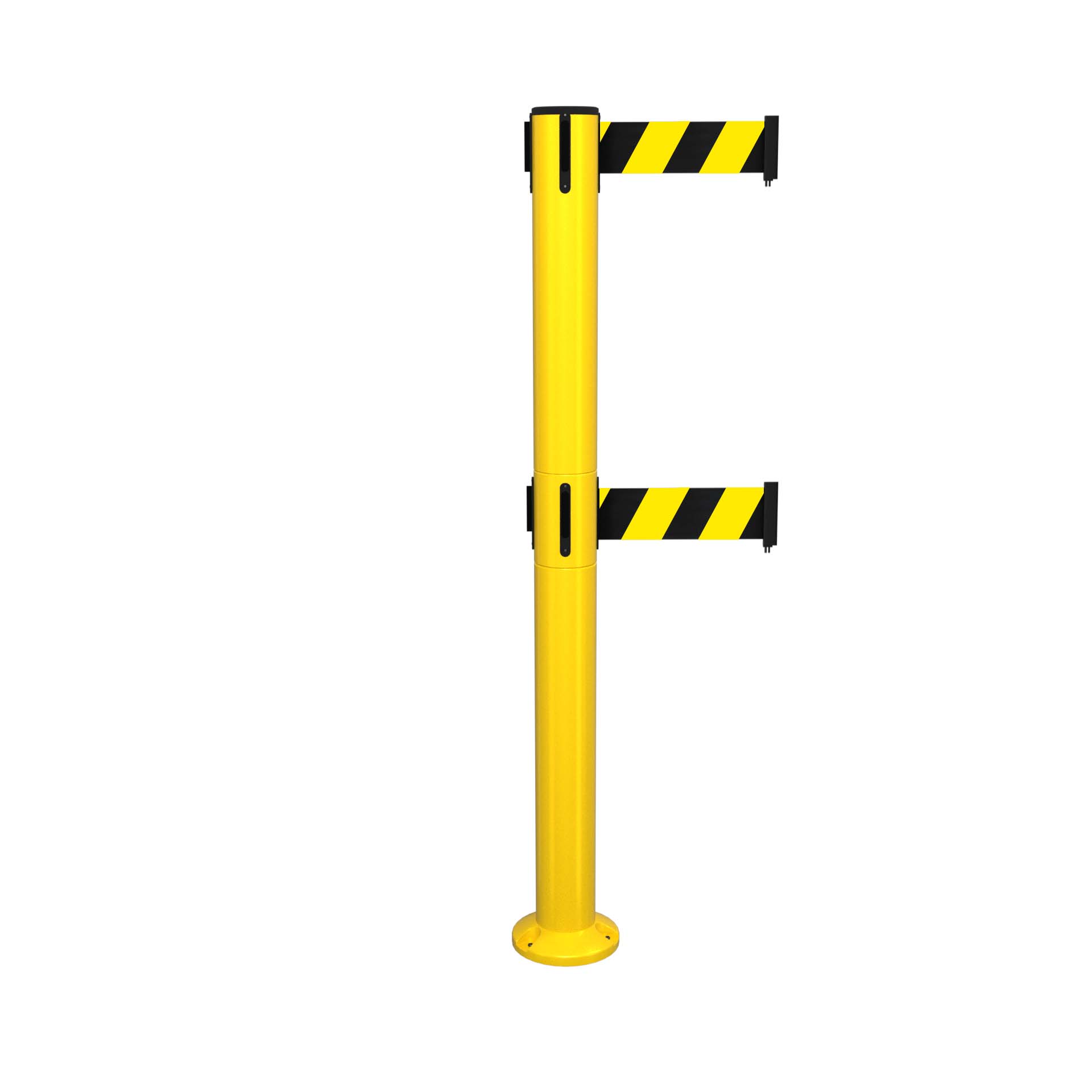 Yellow SafetyPro 300 Fixed Retractable Belt Barrier with Twin Belts