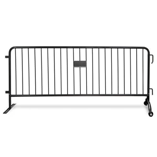 Black Steel Barricade With Roller and Flat Feet