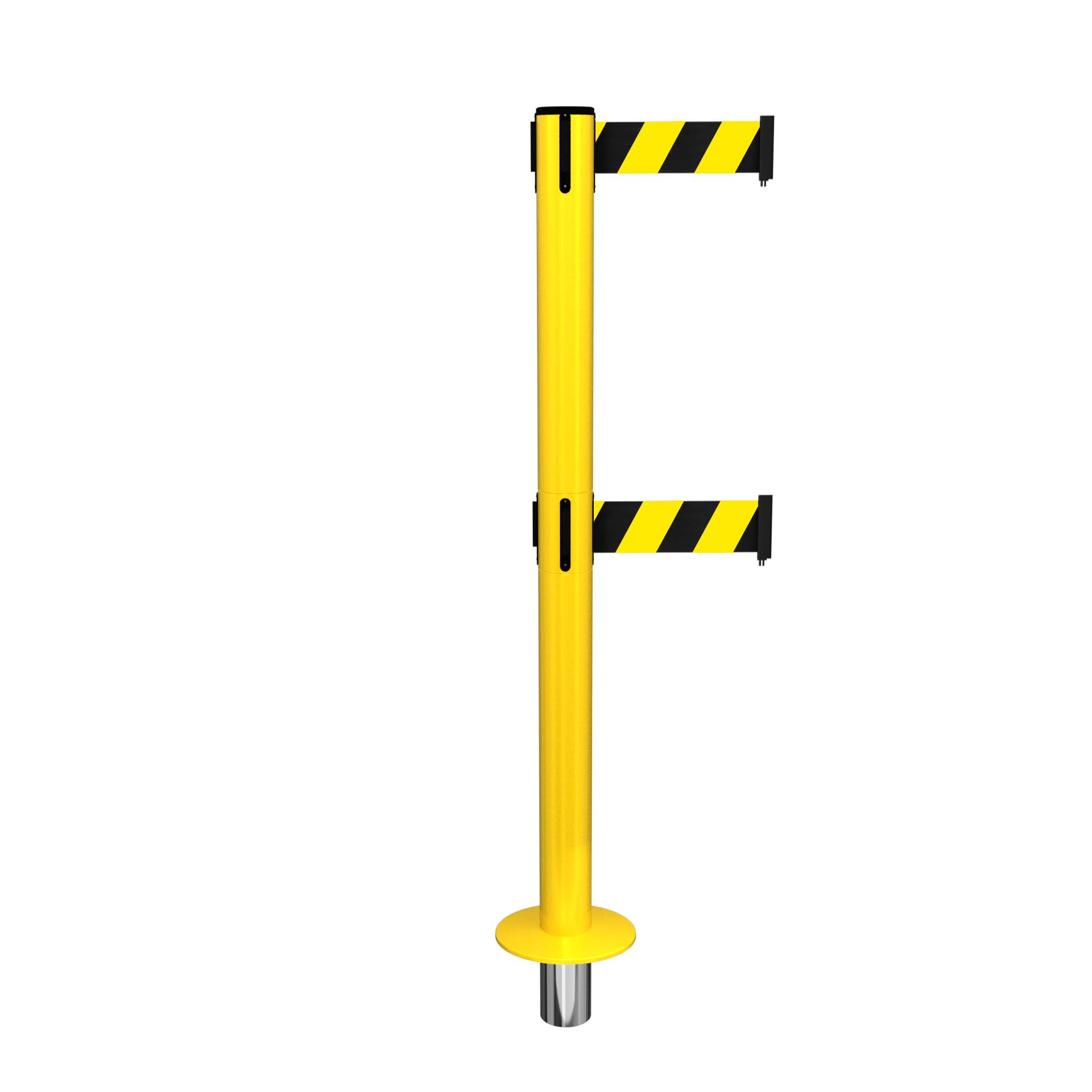 Yellow SafetyPro 250 Removable Retractable Belt Barrier with Twin Belts