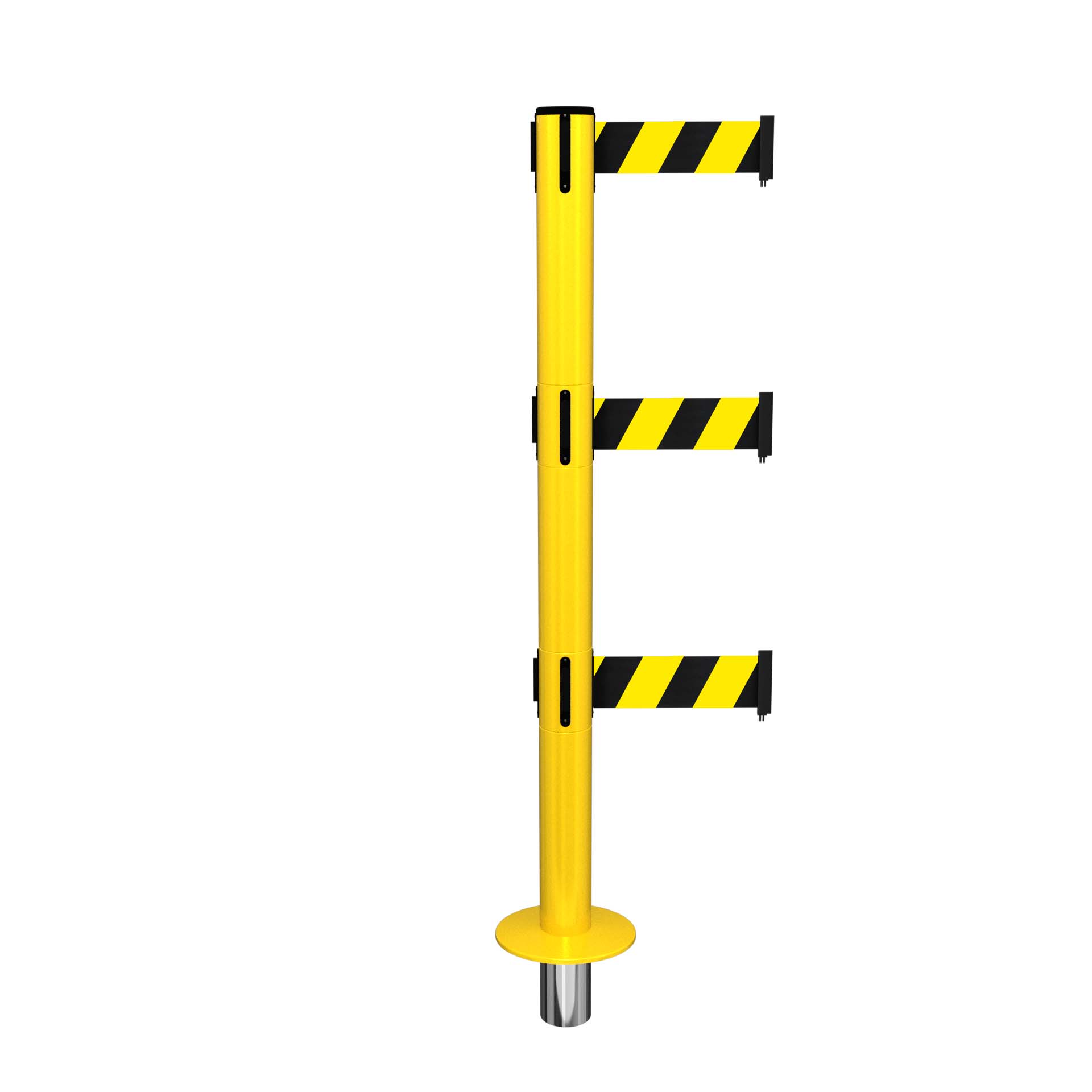 Yellow SafetyPro 250 Removable Retractable Belt Barrier with Triple Belts