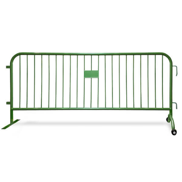 Green Steel Barricade With Flat and Roller Feet
