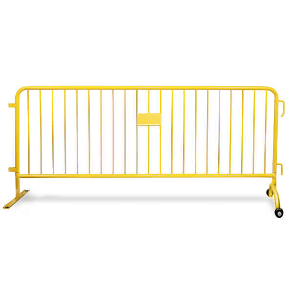 Yellow Steel Barricade With Flat and Roller Feet