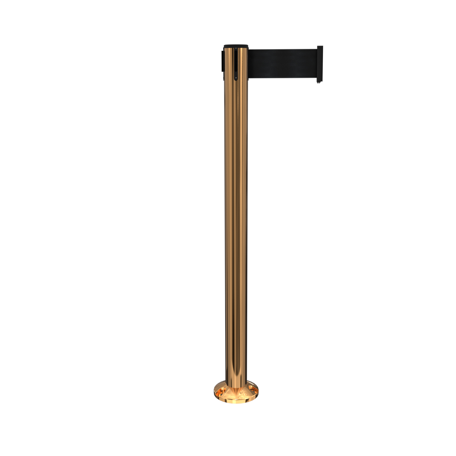 Polished Brass QueuePro 250 Fixed Retractable Belt Barrier with 3 Inch Belt