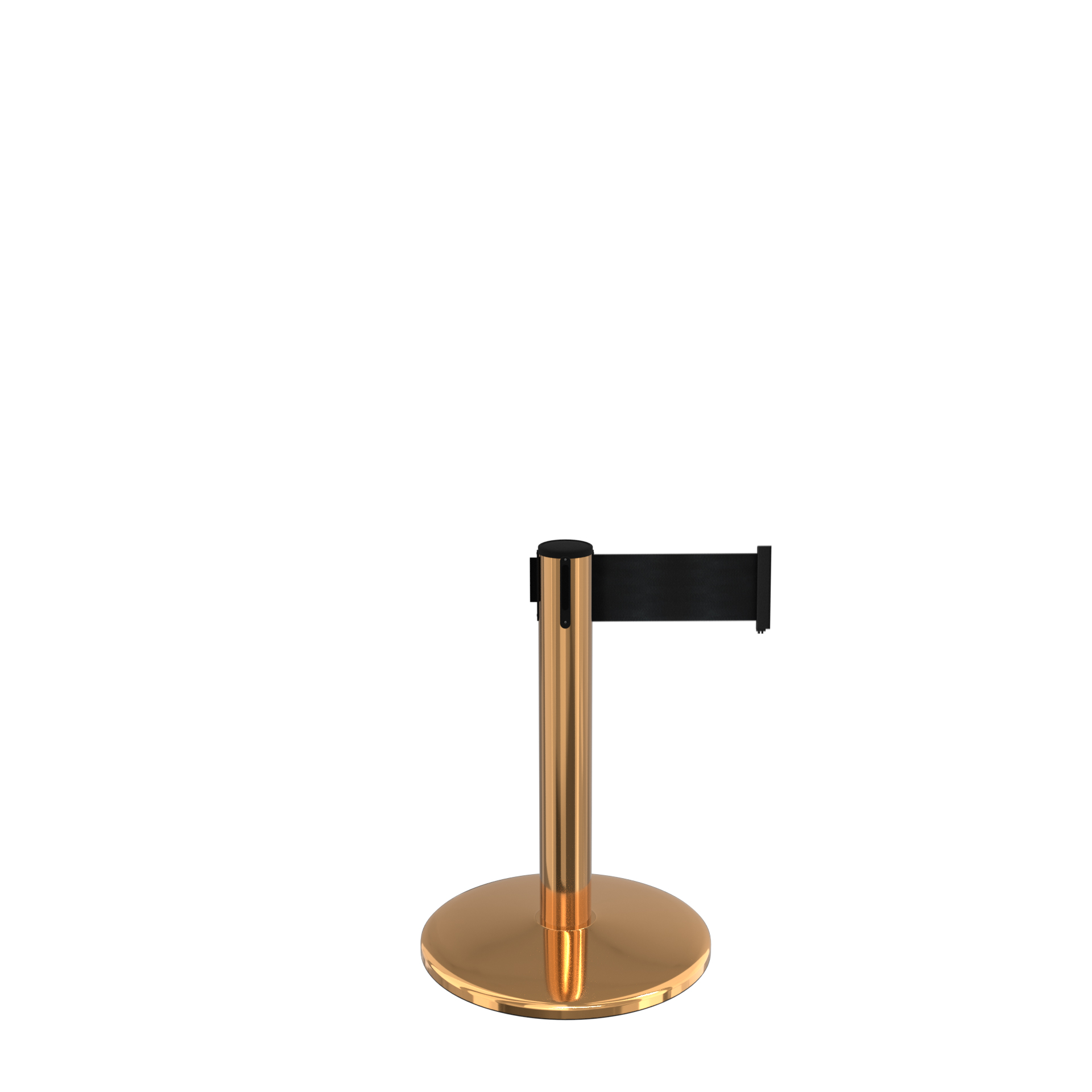 Polished Brass QueuePro 250 Mini Retractable Belt Barrier with 3 Inch Belt