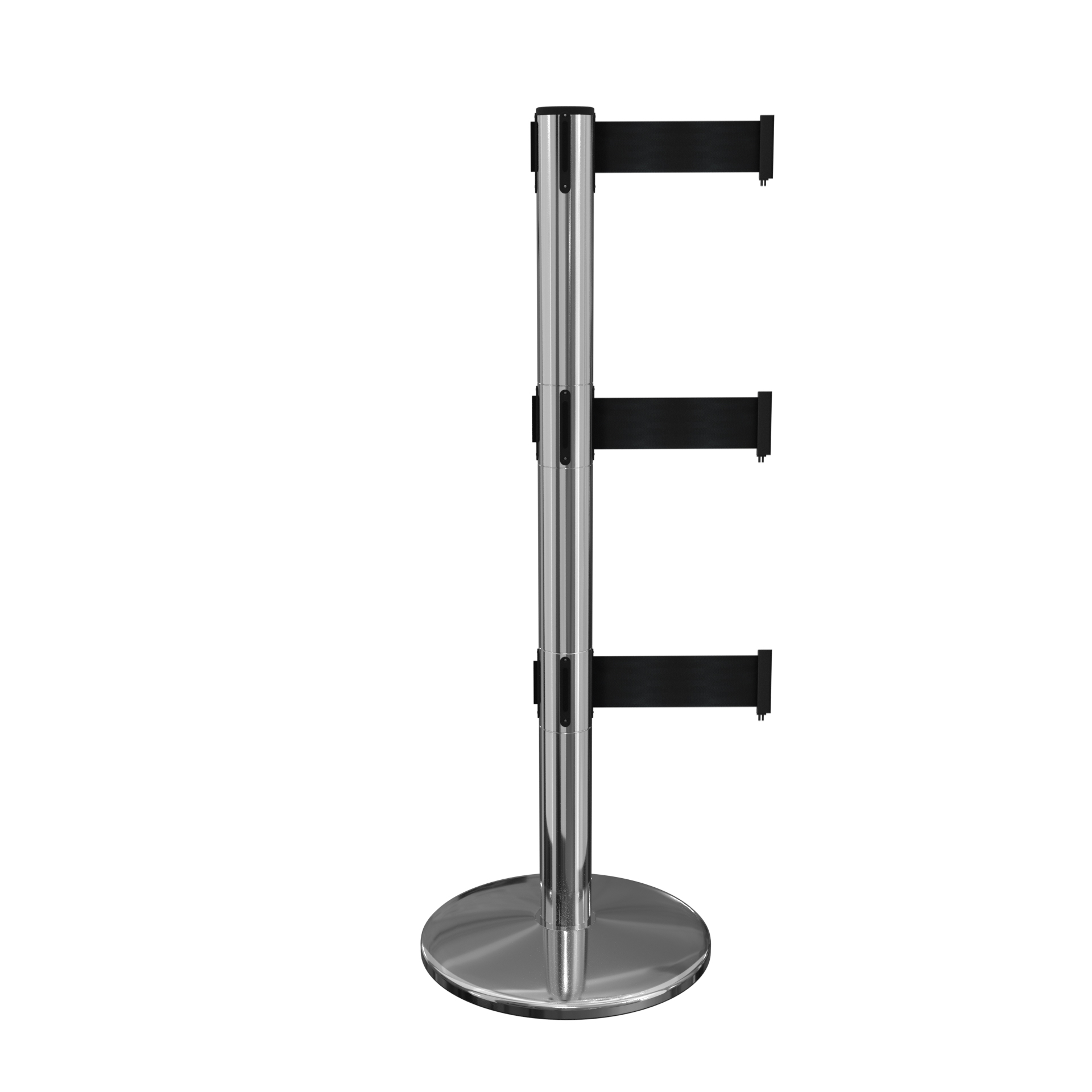 Polished Stainless QueuePro 250 Retractable Belt Barrier with Triple Belts