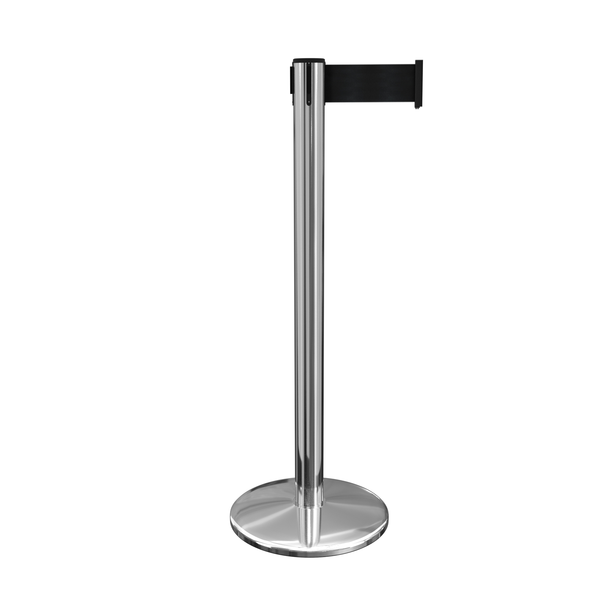 Polished Stainless QueuePro 250 Retractable Belt Barrier with a 3 Inch Belt