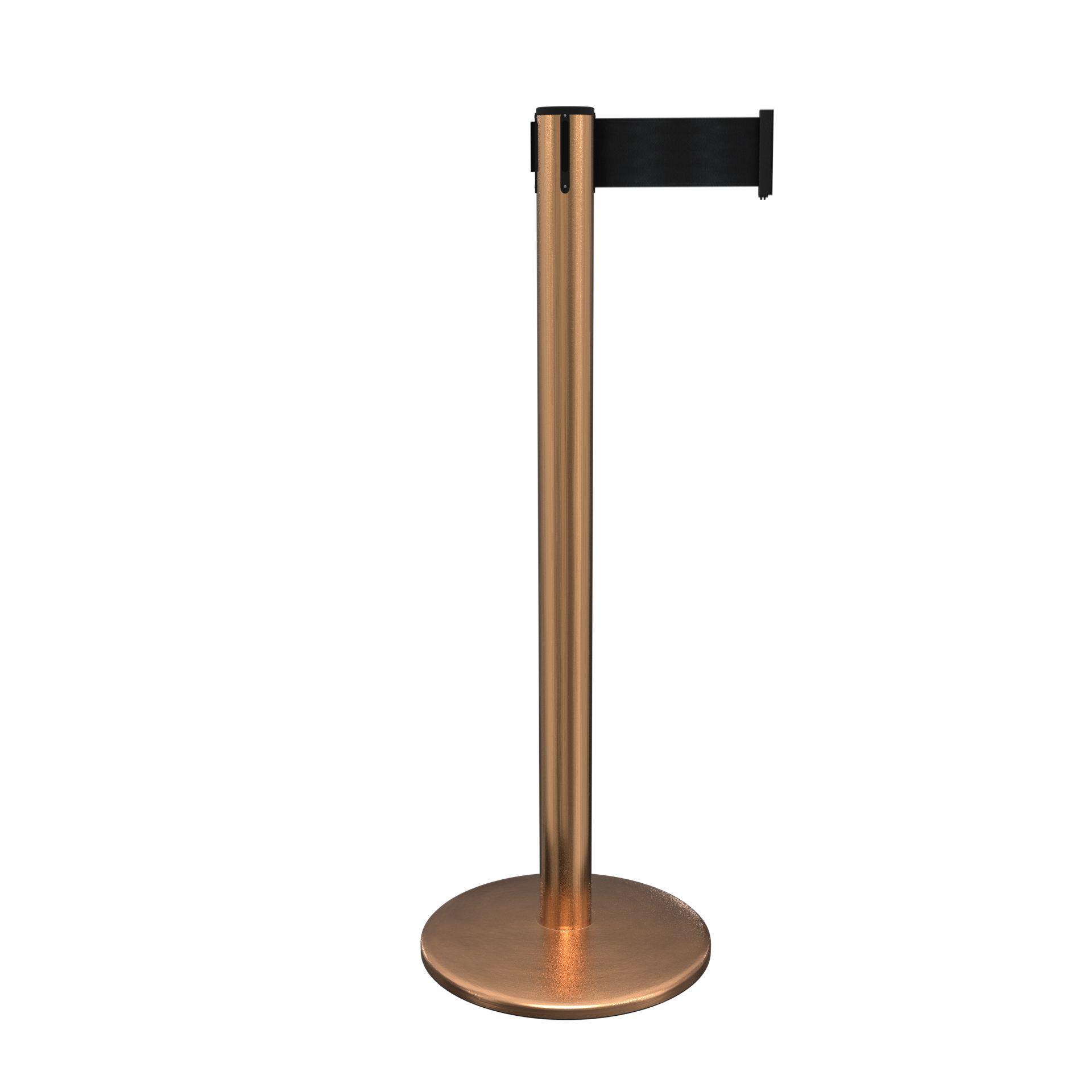 Satin Brass QueuePro 250 Retractable Belt Barrier with a 3 Inch Belt