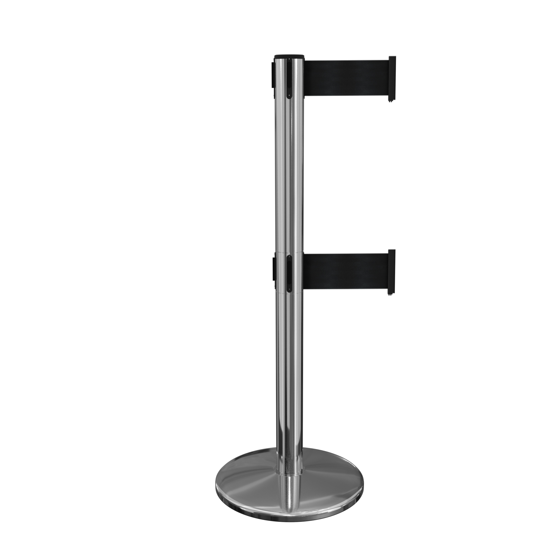 Polished Stainless QueuePro 250 Retractable Belt Barrier with Twin 3 Inch Belt