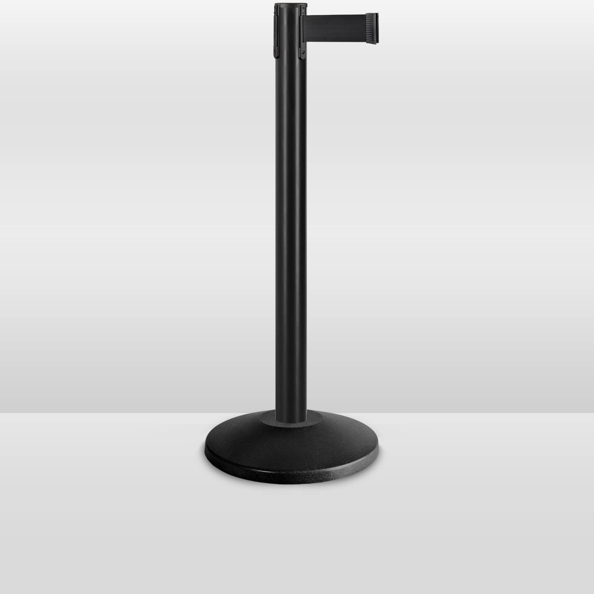 LUK40SDB 40" ADA Compliant Stanchion Post With Dual 10-Foot Retractable Belts (Black)