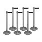 Pack of 6 Polished Stainless Retractable Belt Barriers