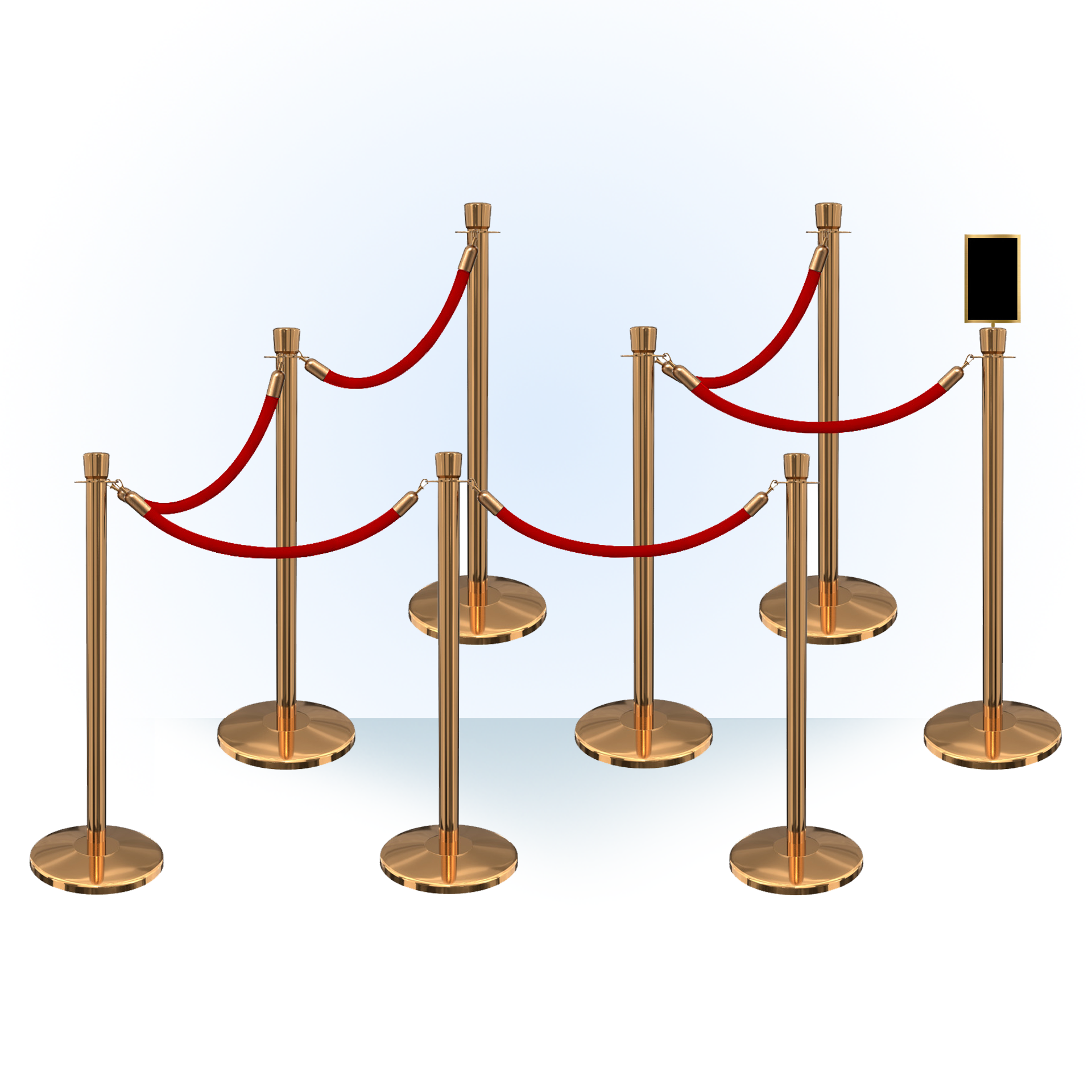 8 pack polished brass rope stanchion bundle