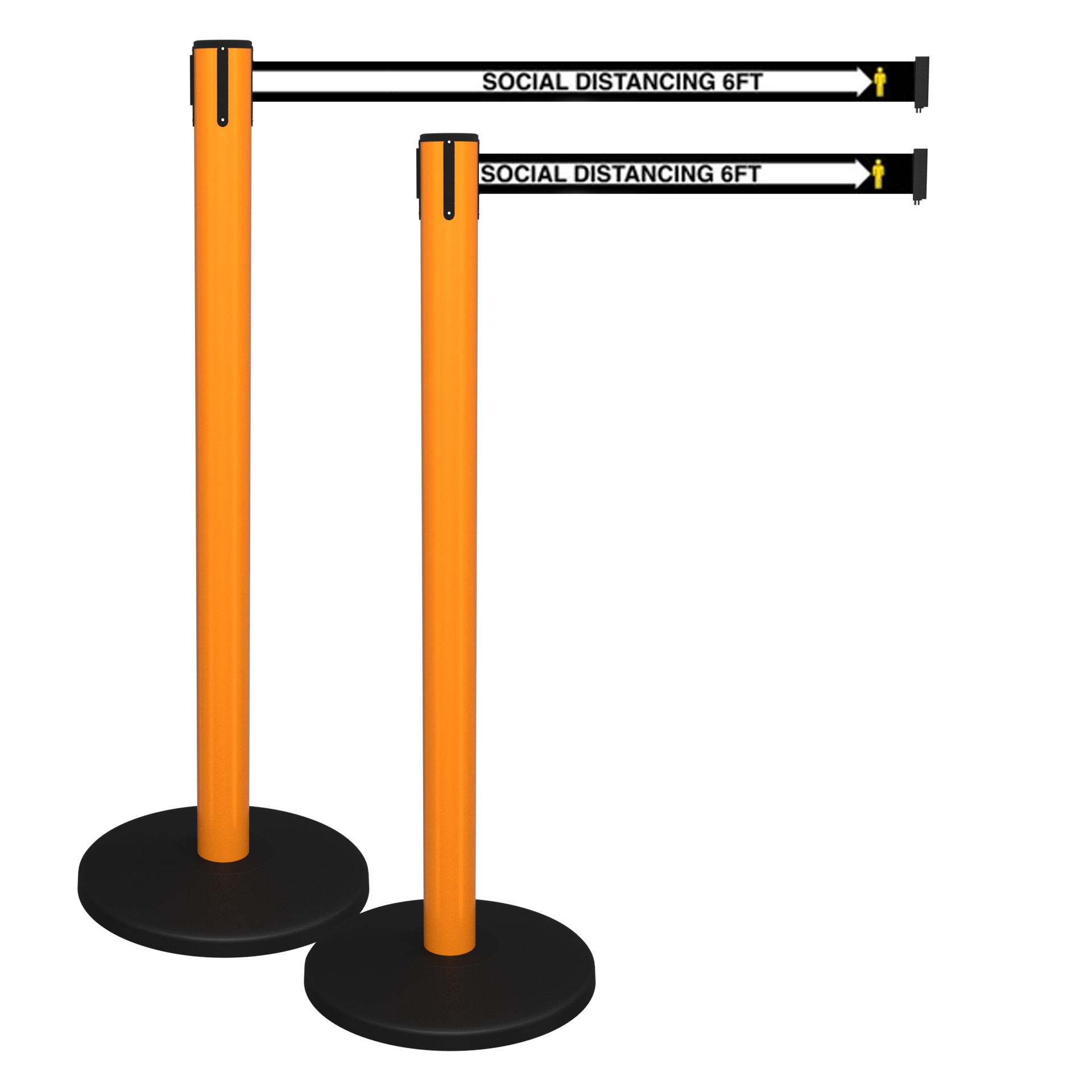Pack of 2 Orange Safety Retractable Belt Barriers