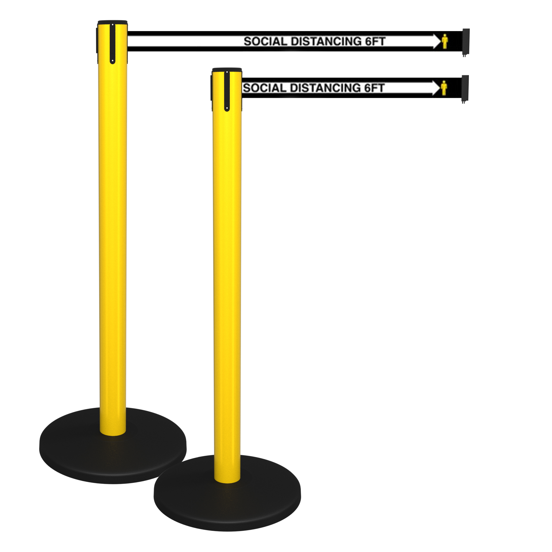 Pack of 2 Yellow Safety Retractable Belt Barriers