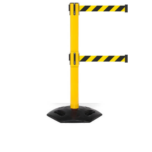 OUTDOOR SAFETY RETRACTABLE BELT BARRIER – TWIN BELTS – WEATHERMASTER 250 TWIN – 11FT 13FT BELT