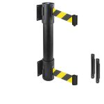 wall mounted retractable belt barrier twin black