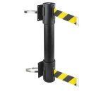 wall mounted retractable belt barrier twin black clamp