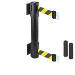 wall mounted retractable belt barrier twin black magnetic