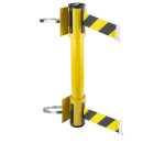 wall mounted retractable belt barrier twin yellow clamp