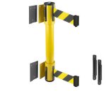 wall mounted retractable belt barrier twin yellow removable