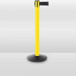 plastic outdoor retractable belt barrier stanchion yellow