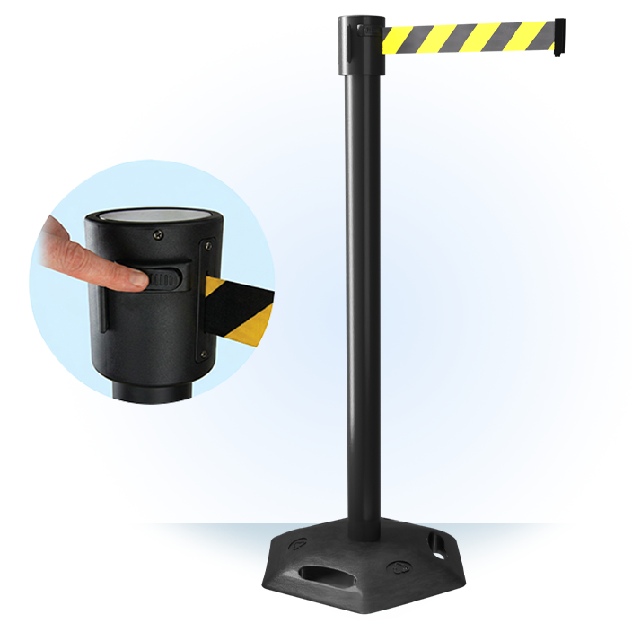 Black WeatherMaster 335 Retractable Belt Barrier