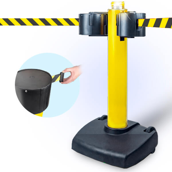 long belt retractable belt barrier