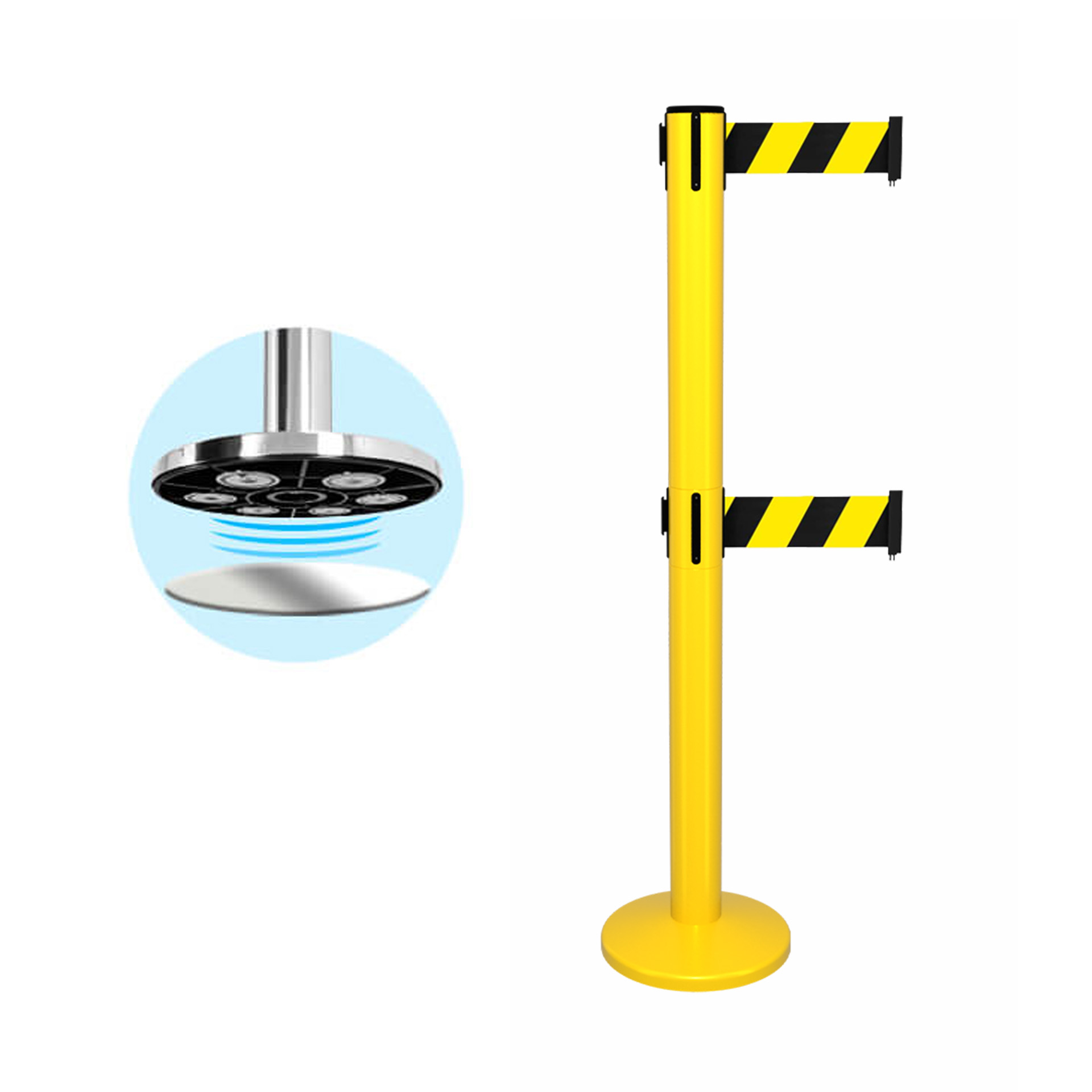Magnetic Safetypro 250 Twin Retractable Belt Barrier yellow