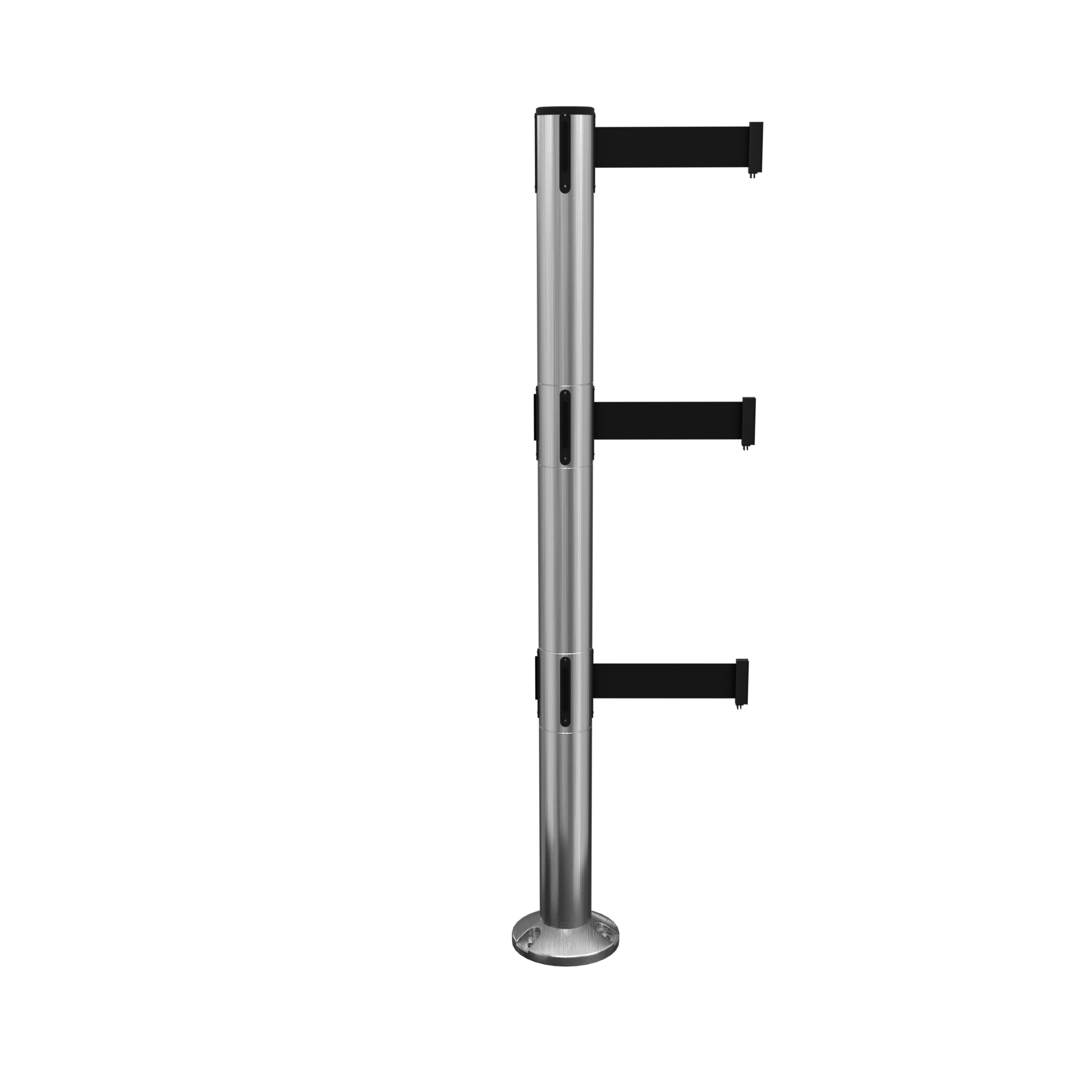 Fixed QueuePro 250 Triple retractable belt barrier Satin Stainless