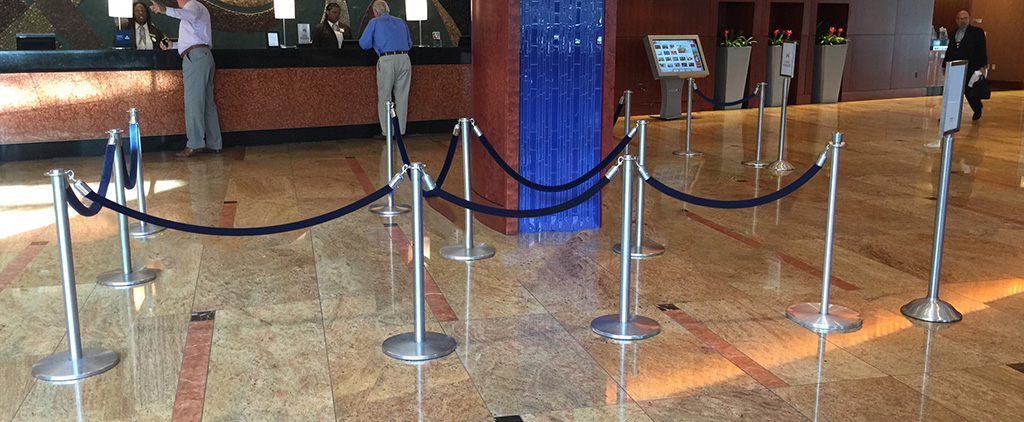 Rope Barrier stanchions in use