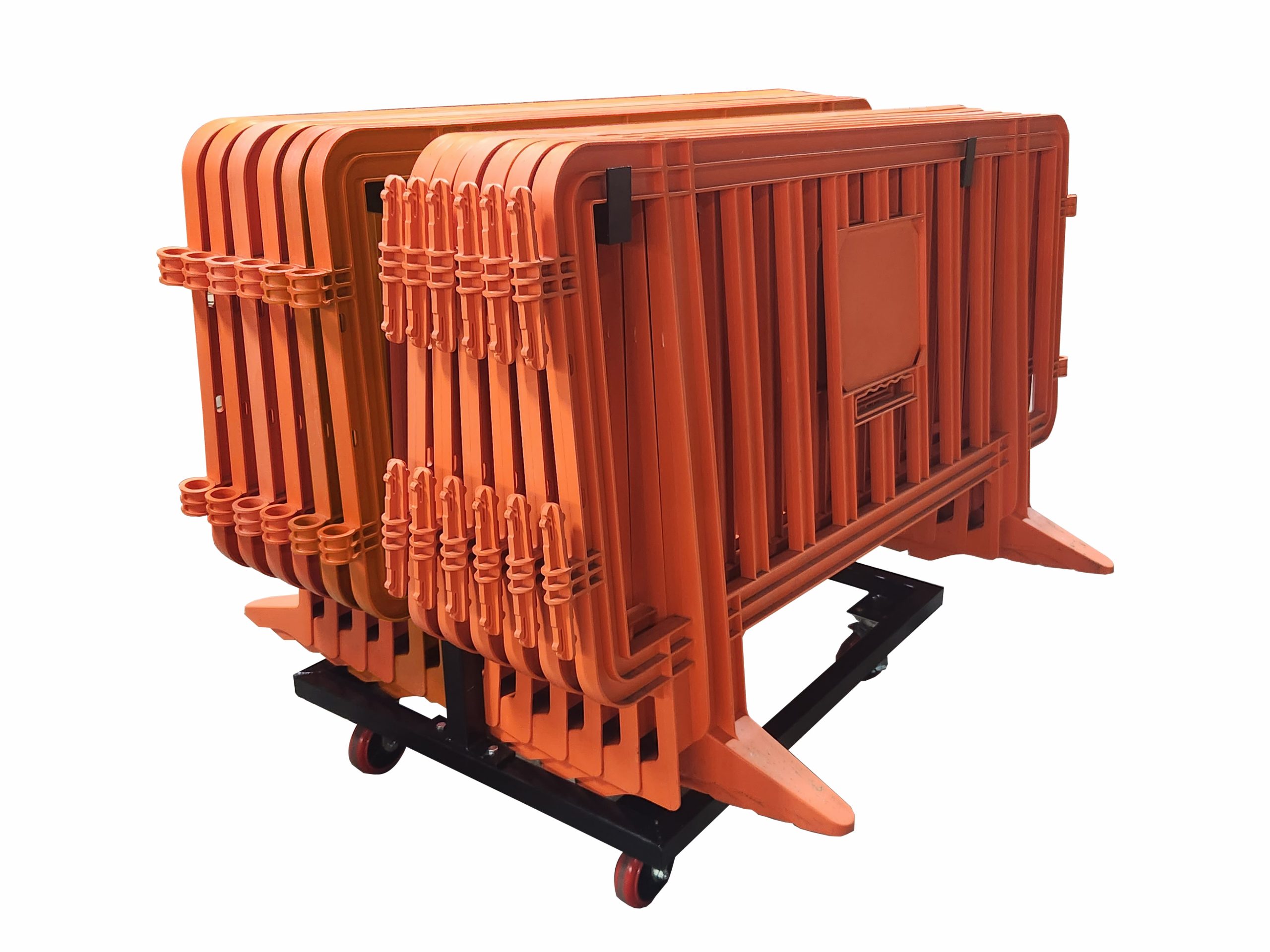 Plastic Barricade Cart With Plastic Barricades Loaded