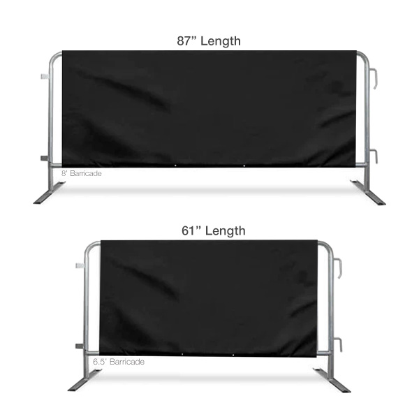 Picture showing our 61 inch barricade cover and the 87 inch barricade cover