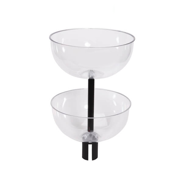 Double merchandising bowl that sit on a stanchion