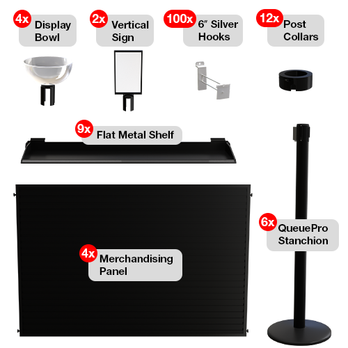 Slatwall 4 Panel Bundle parts