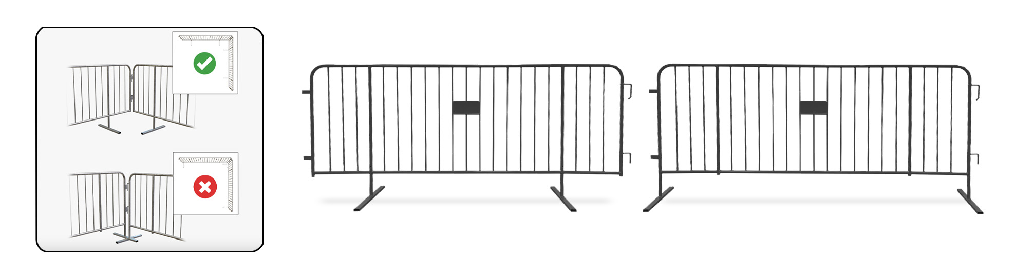 Black Steel Barricade Plus Feet Positions