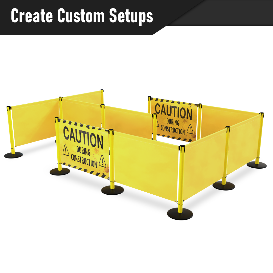 safety stanchion banner setup